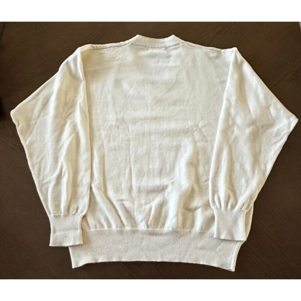 Vintage COTTON TRADERS White Knit GOLF V Neck Sweater Size M Medium‎